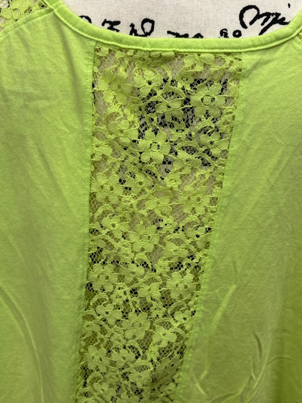 Lane Bryant Neon Green Lace-Arms and Back 3/4 Sleeve Top - 18/20 - EUC